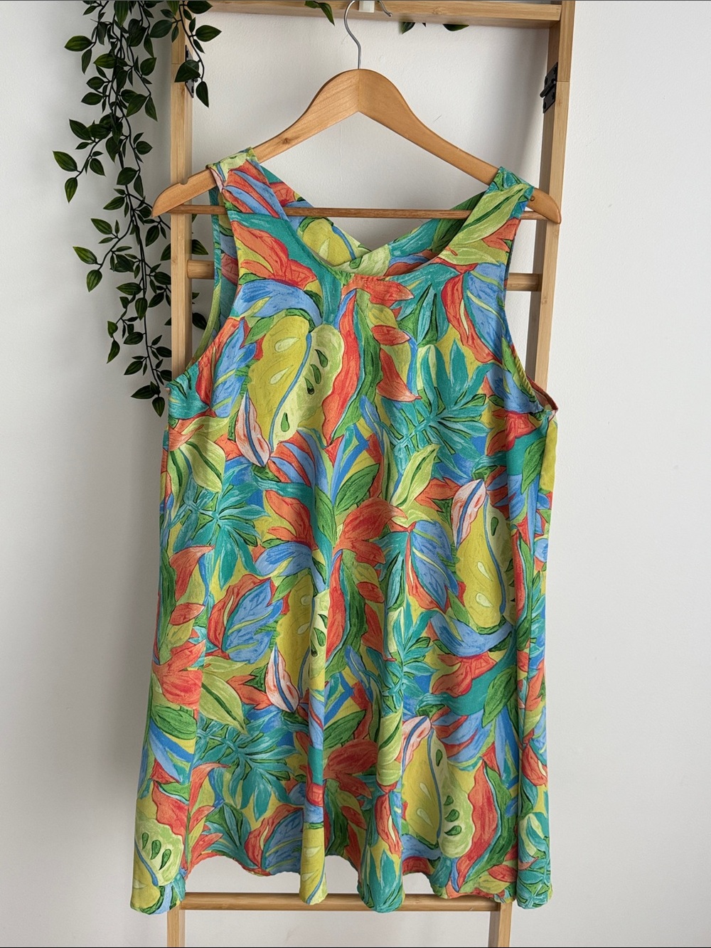 GeeGee Tropical Leaf Print Sundress Vibrant Summer Boutique Resortwear EUC in  S